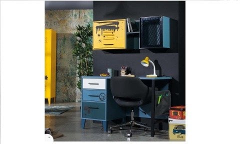 Maxi Genç Odası Çalışma Masası ve Ünite (Sarı)