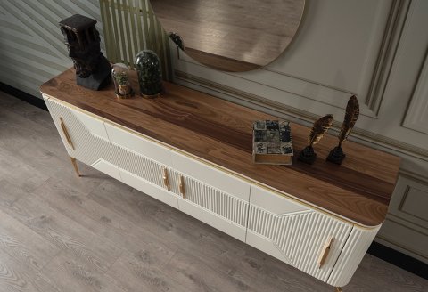 Elit Zen Yemek Odası Takımı (Ceviz-Krem)