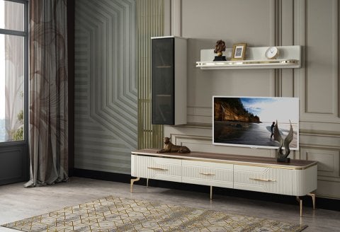 Elit Zen Tv Ünitesi (Krem-Ceviz)