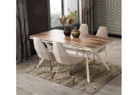 Elit Zen Yemek Masası (Krem-Ceviz)