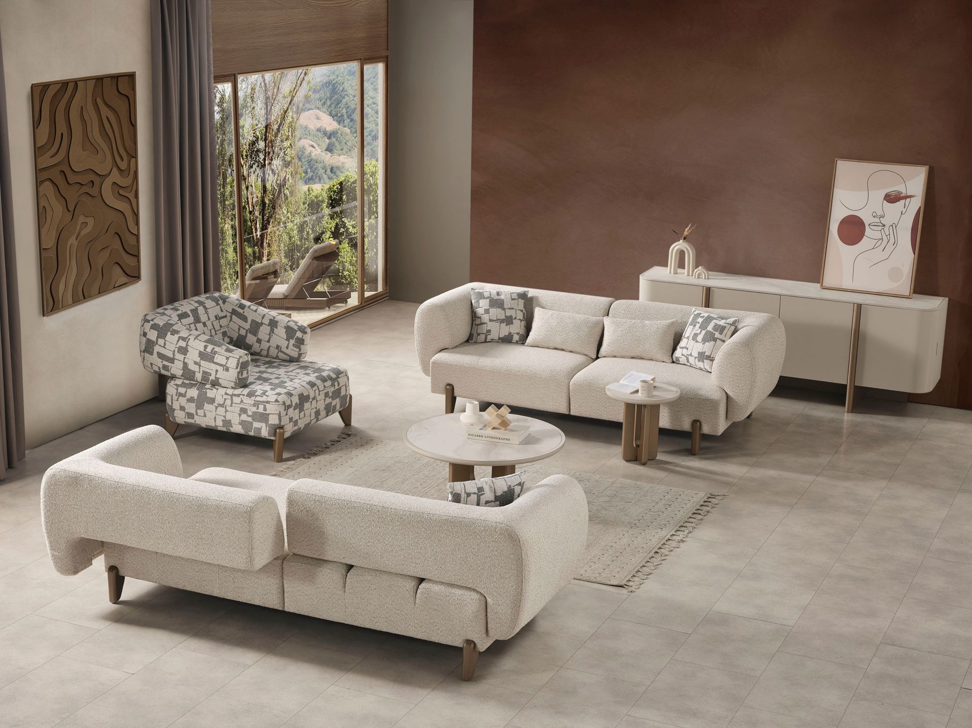 Ahuse ( bronz) Koltuk Takımı (3+3+1 )