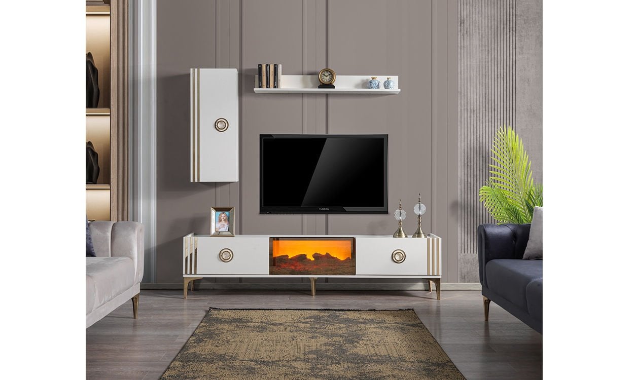 Lora Aytaşı Şömineli  TV Ünitesi