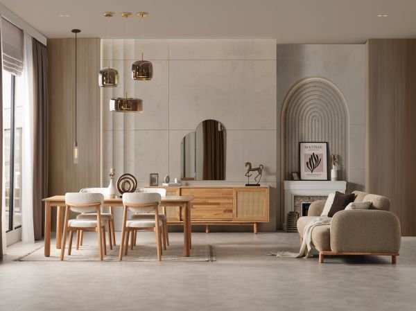 Bohemje Yemek Odası ( D.Dörtgen masa +6sandalye)