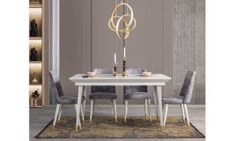 Lora Aytaşı Açılır Yemek Masası ve 6 Sandalye