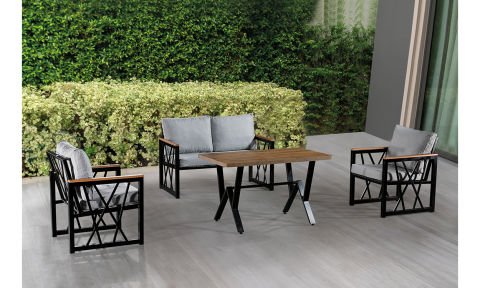 Açelya Füme 2+1+1 +Masa Bahçe Mobilyası (Salon, Balkon, Cafe Ofis)