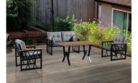 Açelya Füme 2+1+1 +Masa Bahçe Mobilyası (Salon, Balkon, Cafe Ofis)