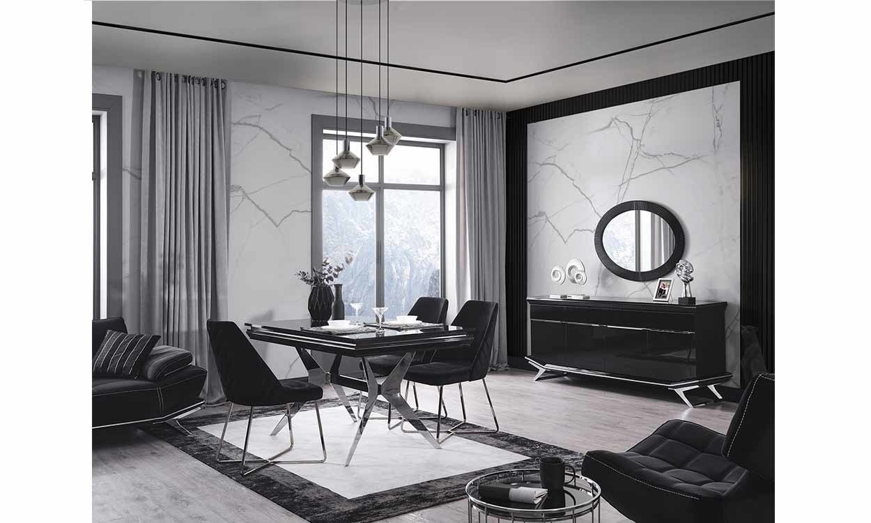 Masarati Gümüş Yemek Masası ve 6 Sandalye