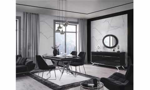 Masarati Gümüş Yemek Masası ve 6 Sandalye