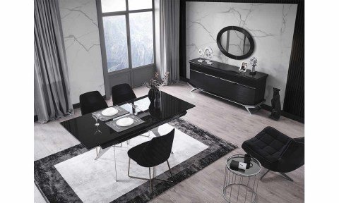 Masarati Gümüş Yemek Masası ve 6 Sandalye