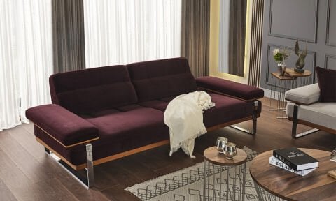 Lavina Modern Bordo Koltuk Takımı (3+3+1+1)