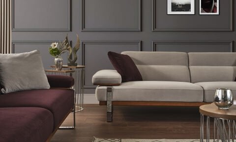 Lavina Modern Bordo Koltuk Takımı (3+3+1)