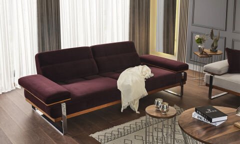 Lavina Modern Bordo Üçlü Koltuk