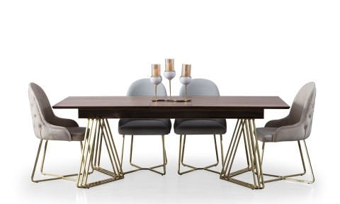 Pugon Yemek Masası ve 6 Sandalye (Ceviz)