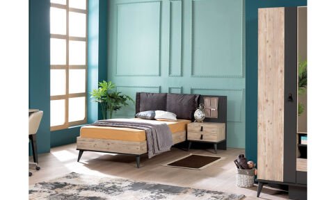 Rodi Soho Genç Odası Takımı (4 Kapılı Dolap *100*200 Karyola * Komodin)