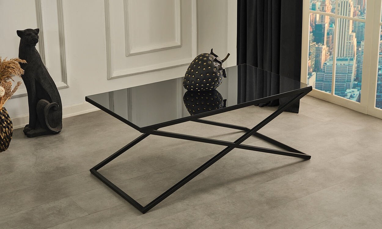 Venessa Siyah Füme Ayna Orta Sehpa