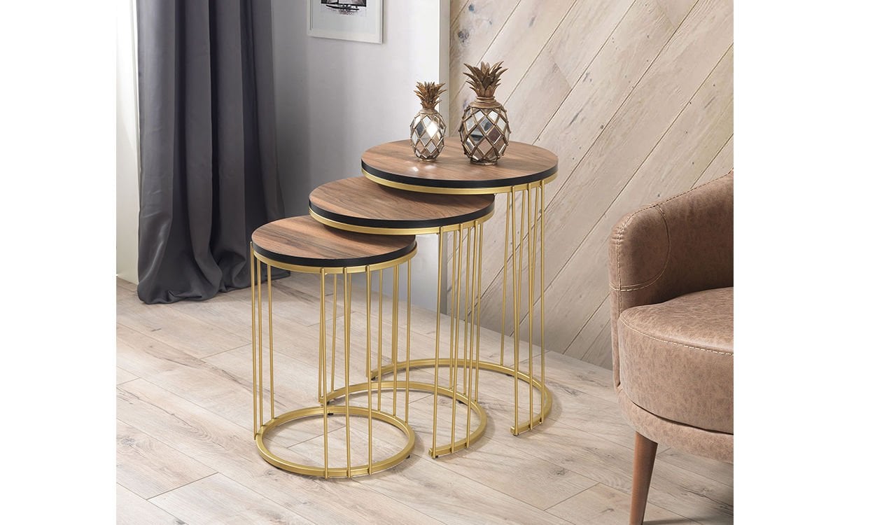 Romen Gold Ceviz Zigon Sehpa