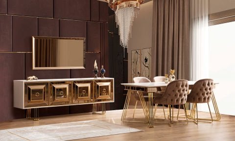 Pugon Yemek Odası Takımı (Krem)