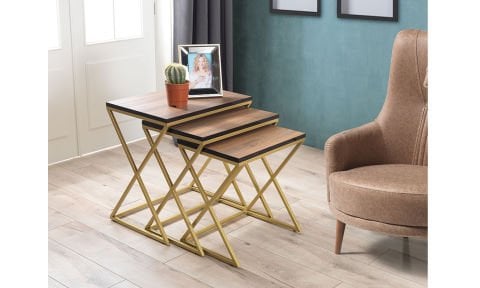 Venessa Gold Ceviz Zigon Sehpa