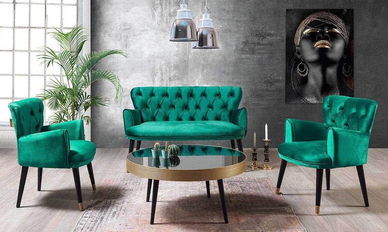 Vega Yeşil 2+1+1 Çay Seti (Salon, Balkon,Cafe, Ofis)