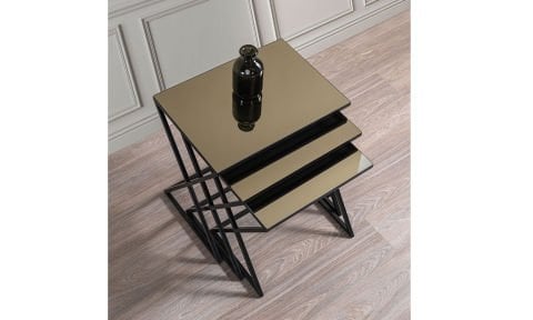 Venessa Siyah Bronz Zigon Sehpa