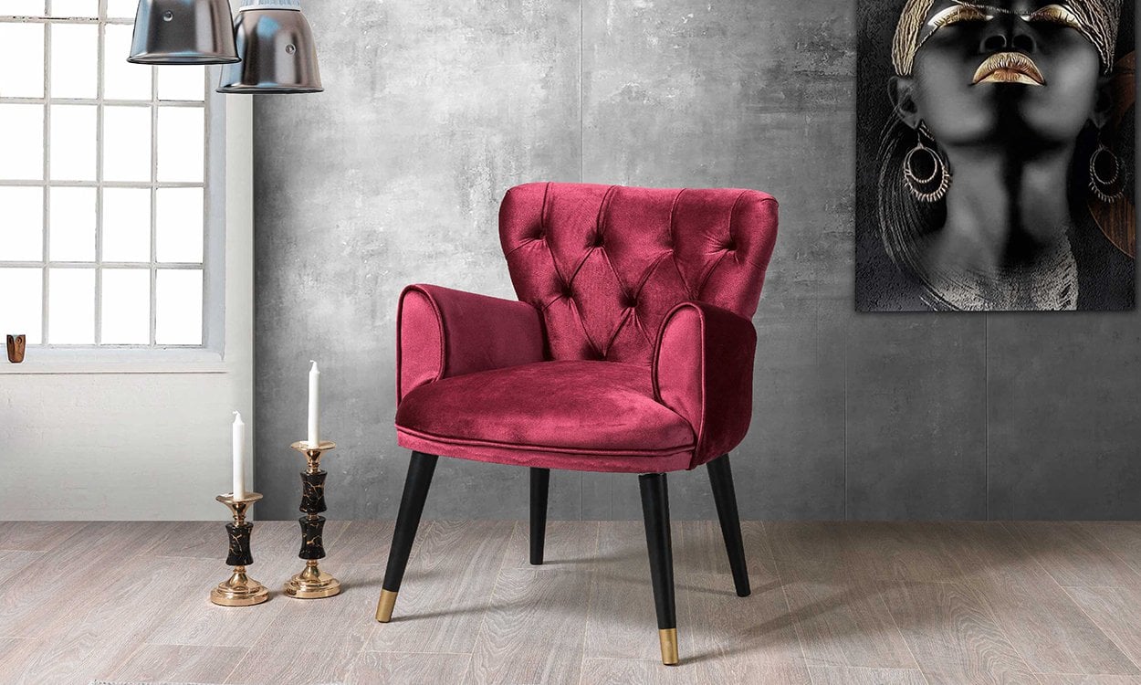 Vega Bordo Çay Seti Tekli Koltuk,Berjer (Salon, Balkon, Cafe Ofis)