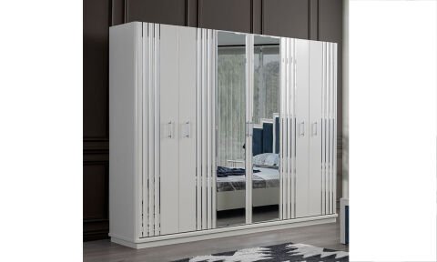 Erva Yatak Odası 6 Kapılı Dolap (Gold)