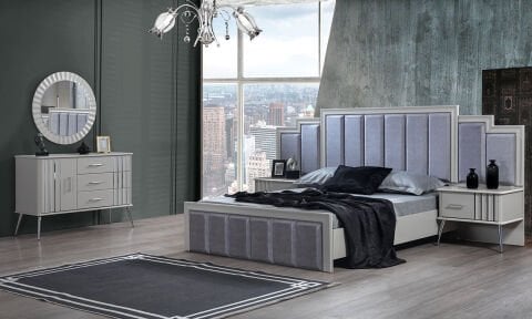 Erva Bazalı Yatak Odası Takımı (Sis Gri)