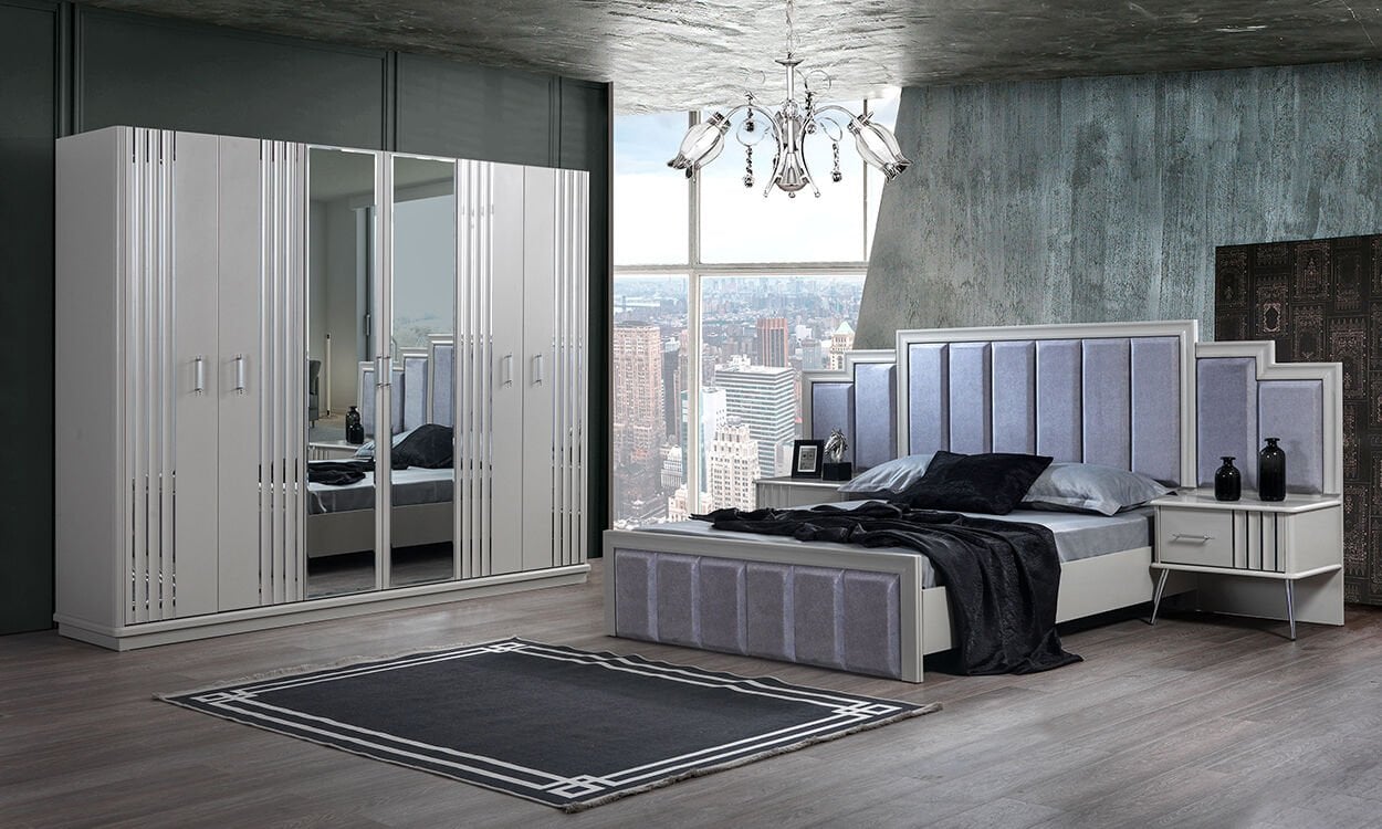 Erva Bazalı Yatak Odası Takımı (Sis Gri)