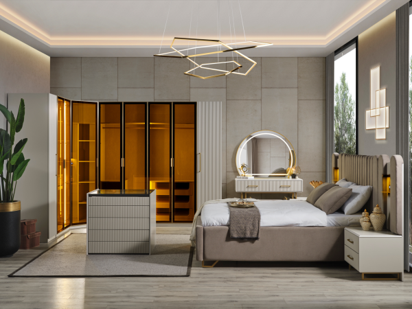 Gold Line Köşe Dolaplı Yatak Odası Takımı