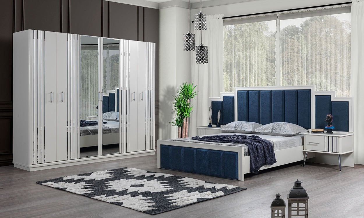 Erva Bazalı Yatak Odası Takımı (Gümüş)