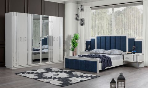 Erva Bazalı Yatak Odası Takımı (Gümüş)