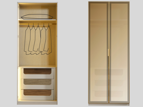 Gold Line Yatak Odası(Köşe Dolap, Giyinme Dolabı)