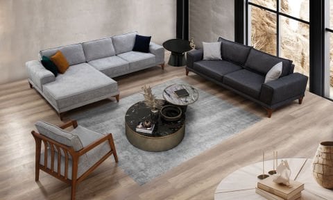 Leon Modern Köşe Koltuk Takımı(Köşe+Üçlü+Berjer)
