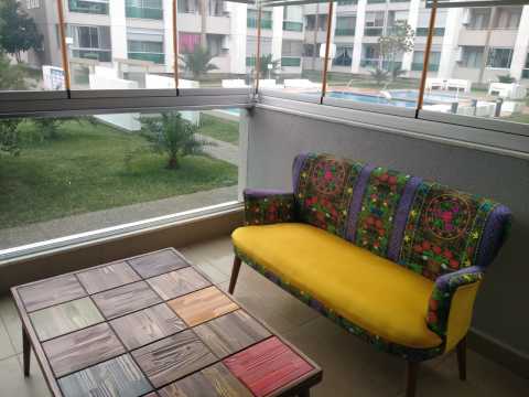 Etnik Desen Sarı Çay Seti İkili Koltuk (Salon Balkon Cafe Ofis)