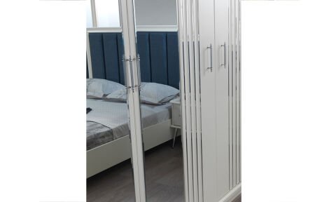 Erva Yatak Odası 6 Kapılı Dolap (Gümüş)