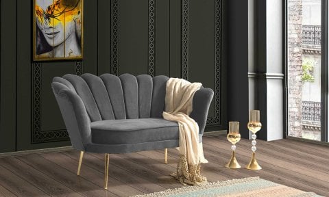 İnci Gri  Çay Seti İkili Koltuk (Salon,Balkon,Cafe,Ofis)