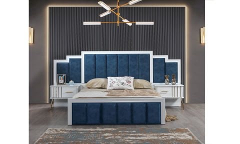 Erva 160*200 cm Başlıklı Bazalı Karyola (Gold)