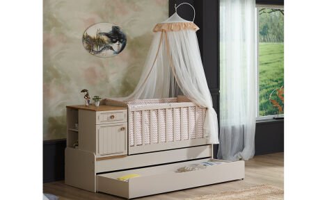 Ege Bebek Odası Takımı (3K  Dolap + Komodin + Monttesori Karyola + Büyük Beşik)