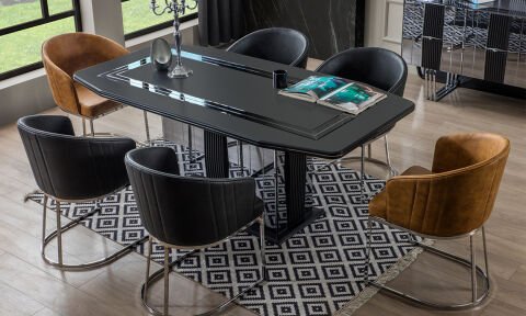 Soho Yemek Masası ve 6 Sandalye (Antrasit)