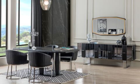 Soho Yemek Masası ve 6 Sandalye (Antrasit)