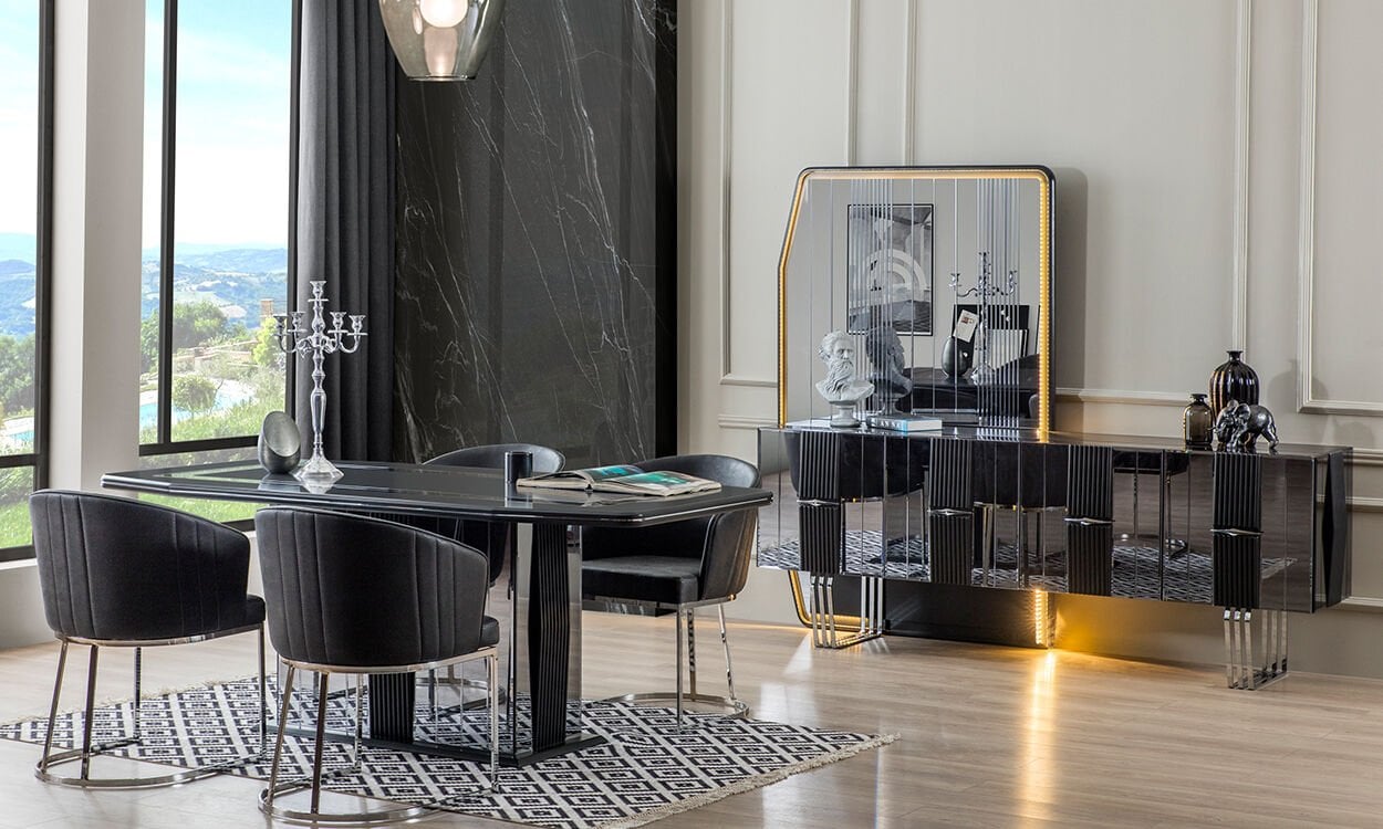 Soho Yemek Masası ve 6 Sandalye (Antrasit)