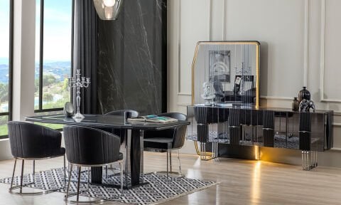 Soho Yemek Masası ve 6 Sandalye (Antrasit)