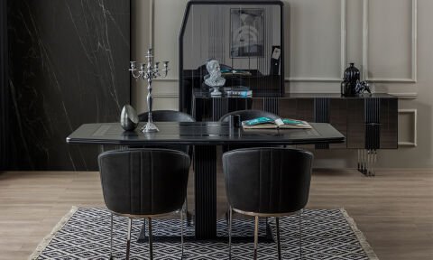 Soho Yemek Masası ve 6 Sandalye (Antrasit)