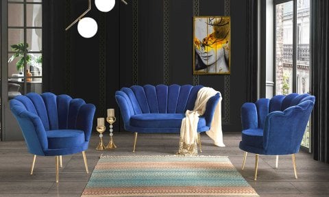 İnci Mavi  2+1+1 Çay Seti (Salon,Balkon,Cafe,Ofis)