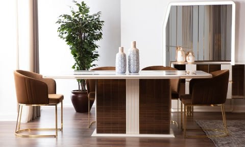 Soho Yemek Masası ve 6 Sandalye (Krem)