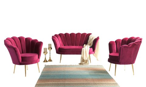 İnci Bordo 2+1+1 Çay Seti (Salon, Balkon, Cafe Ofis)