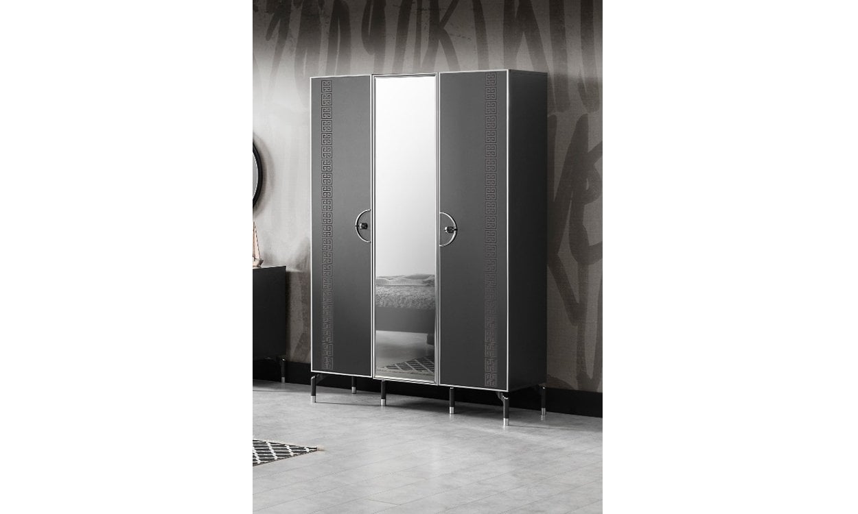 Active Antrasit Genç Odası 3 Kapılı Dolap