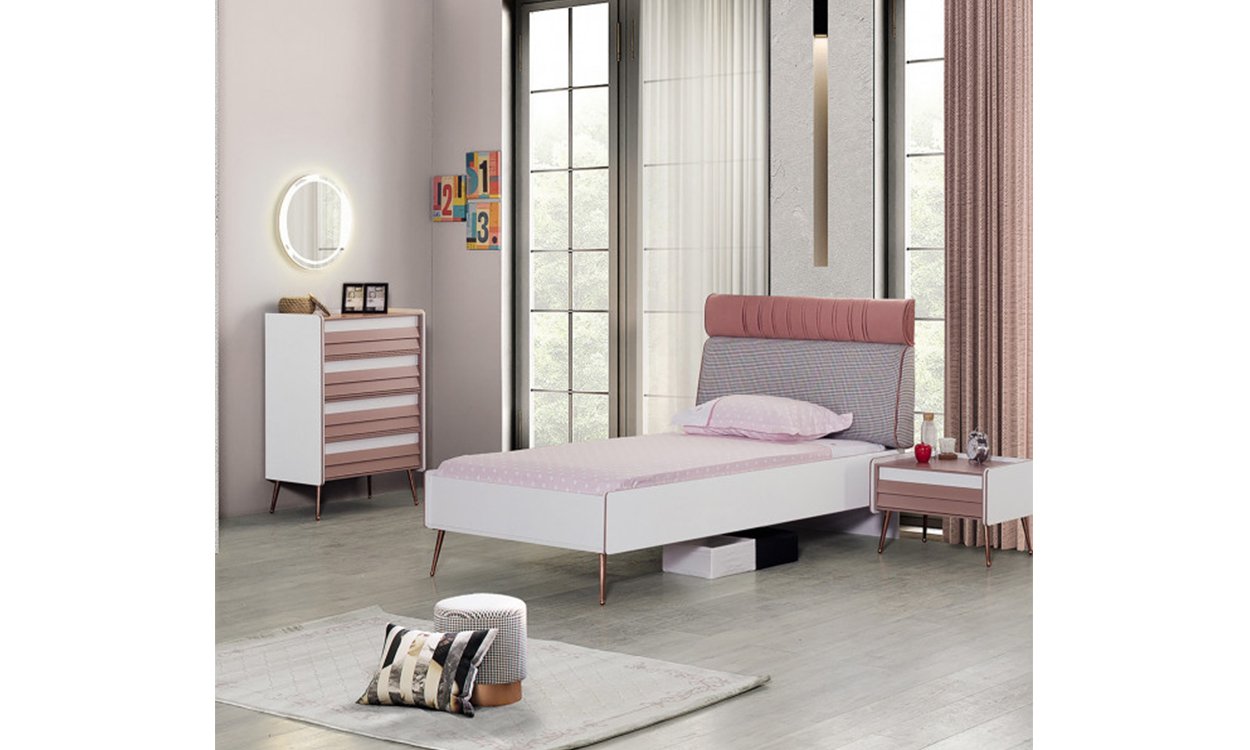 Rose Genç Odası 100*200 cm Başlıklı Baza