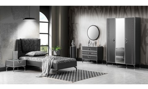 Active Antrasit Genç Odası 100*200 cm Başlıklı Karyola