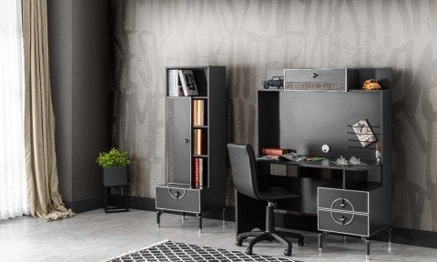 Active Antrasit Genç Odası Kitaplık